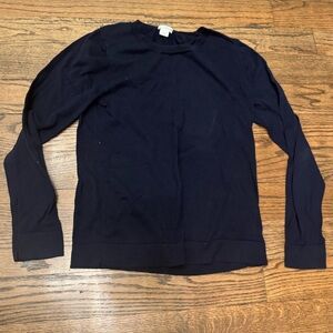 J.Crew Navy Crewneck Long Sleeve Top Medium 100% Cotton Classic Essential